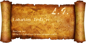 Lakatos Irén névjegykártya